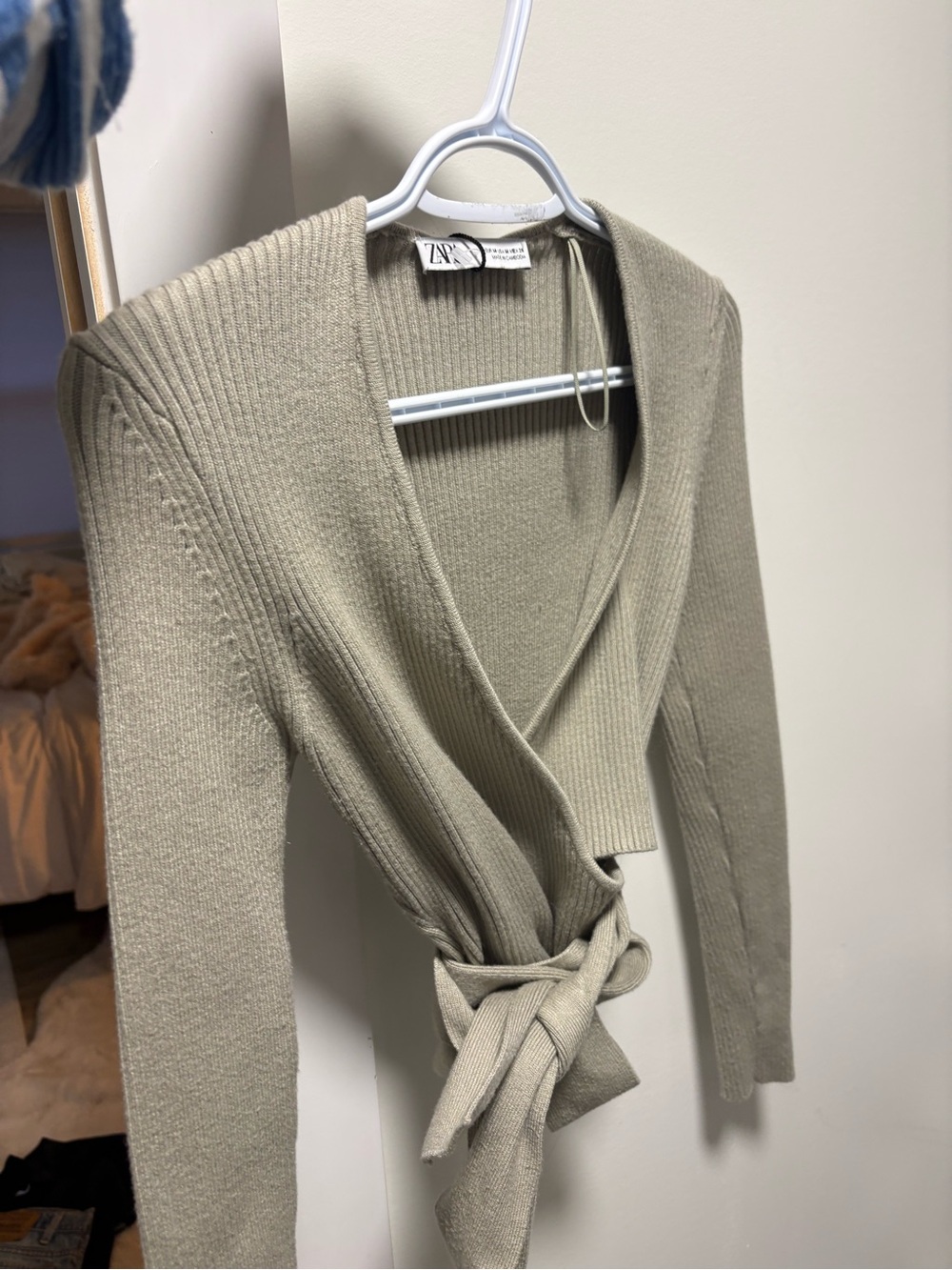Zara Women's Wrap Sweater Cardigan in Sage